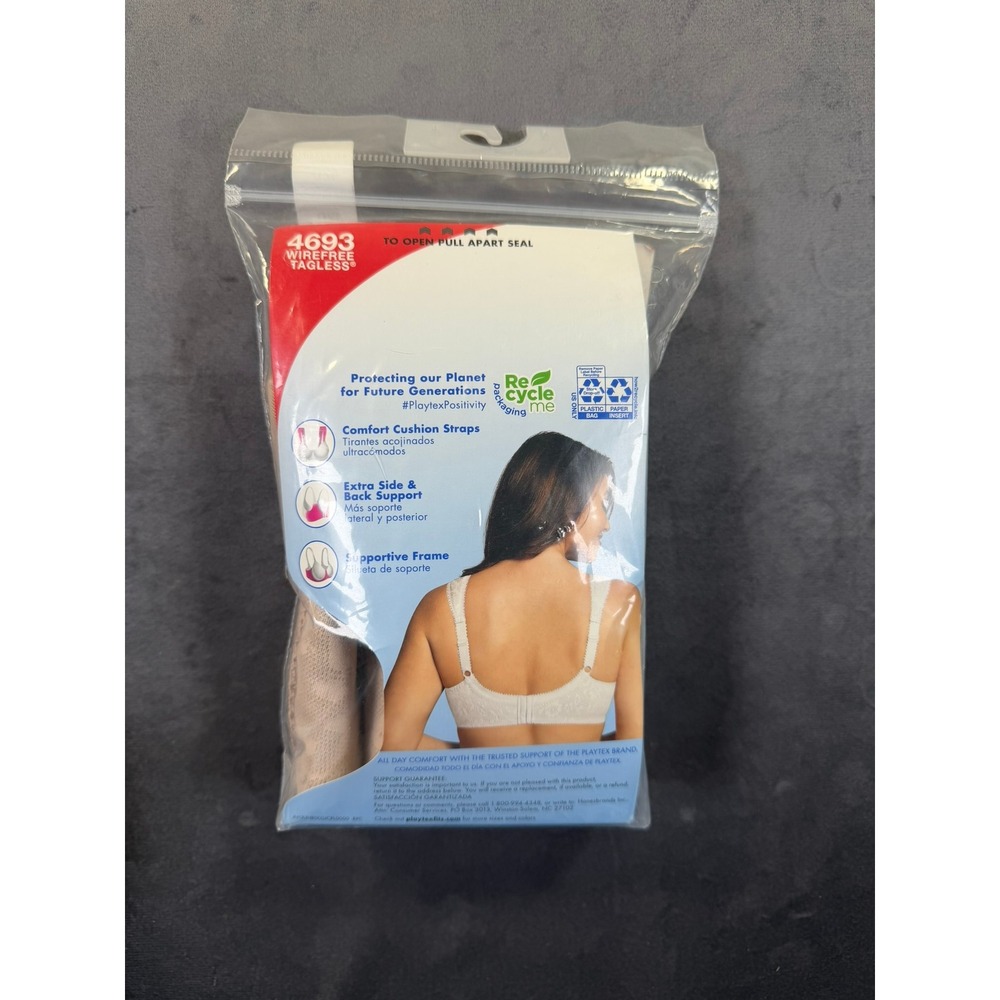 Bali & Playtex Wirefree Bra Bundle Womens 42D Black & Nude Support Everyday Wear - Picture 11 of 12